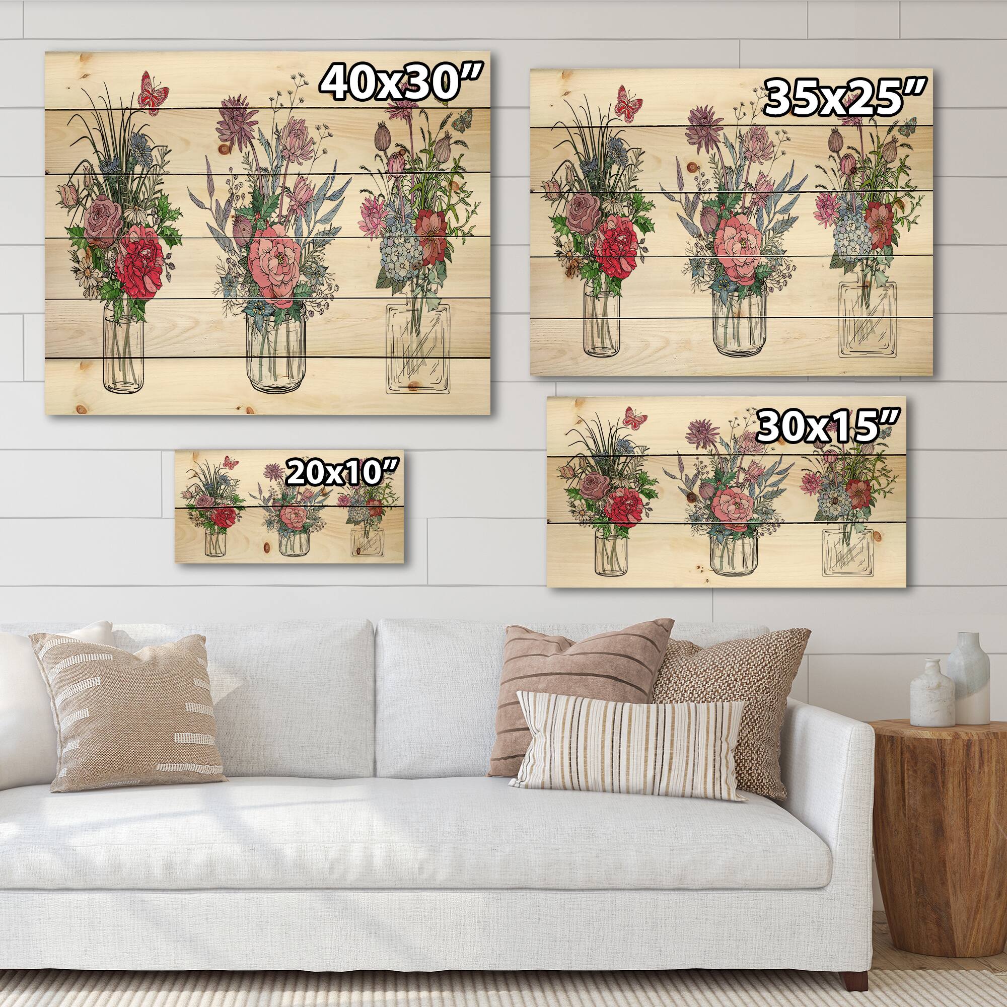 Designart - Bouquets of Wildflowers In Transparent Vases I